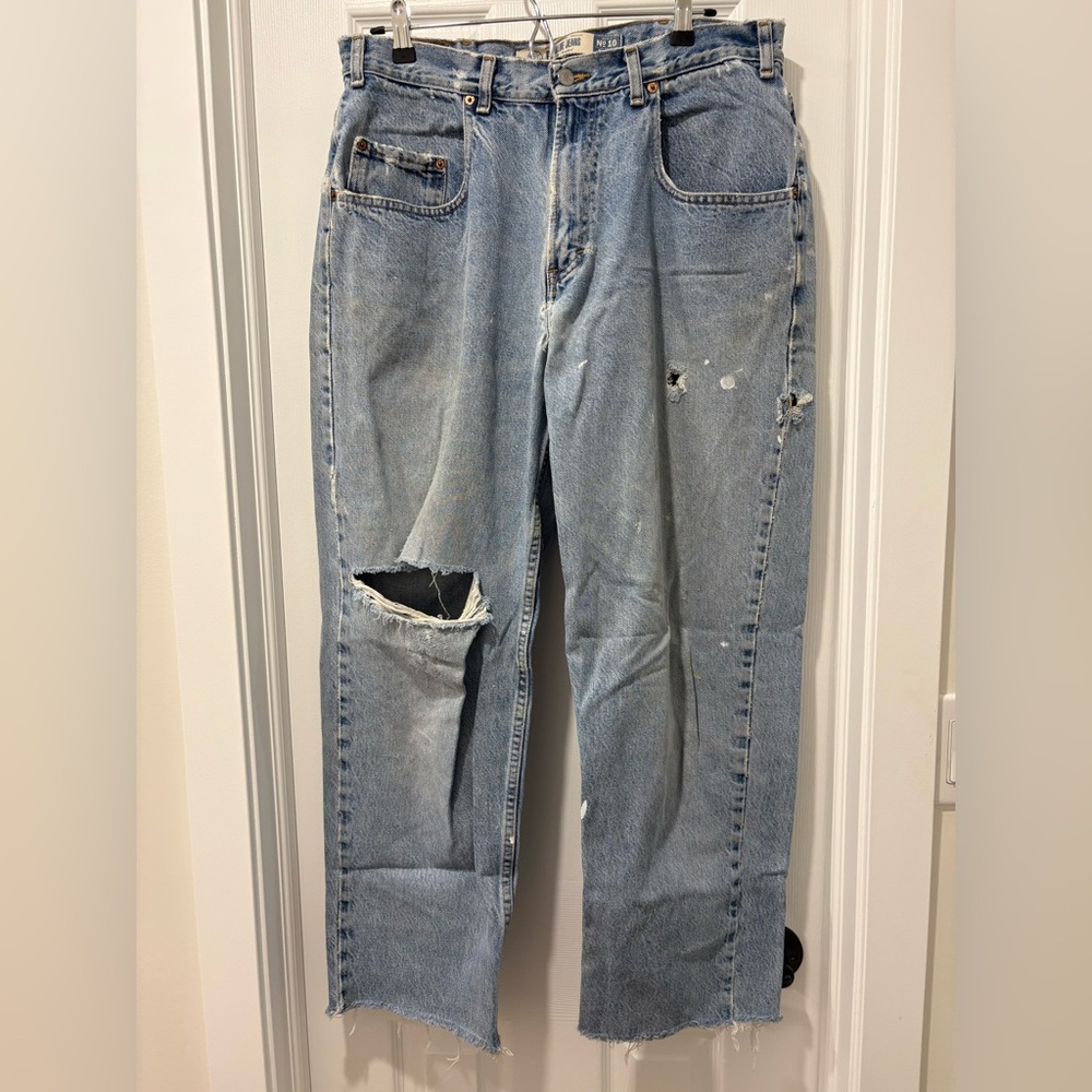 Y2K GAP Light Blue Denim Jeans Baggy Distressed 34x29 * *CLEAN OUT SALE